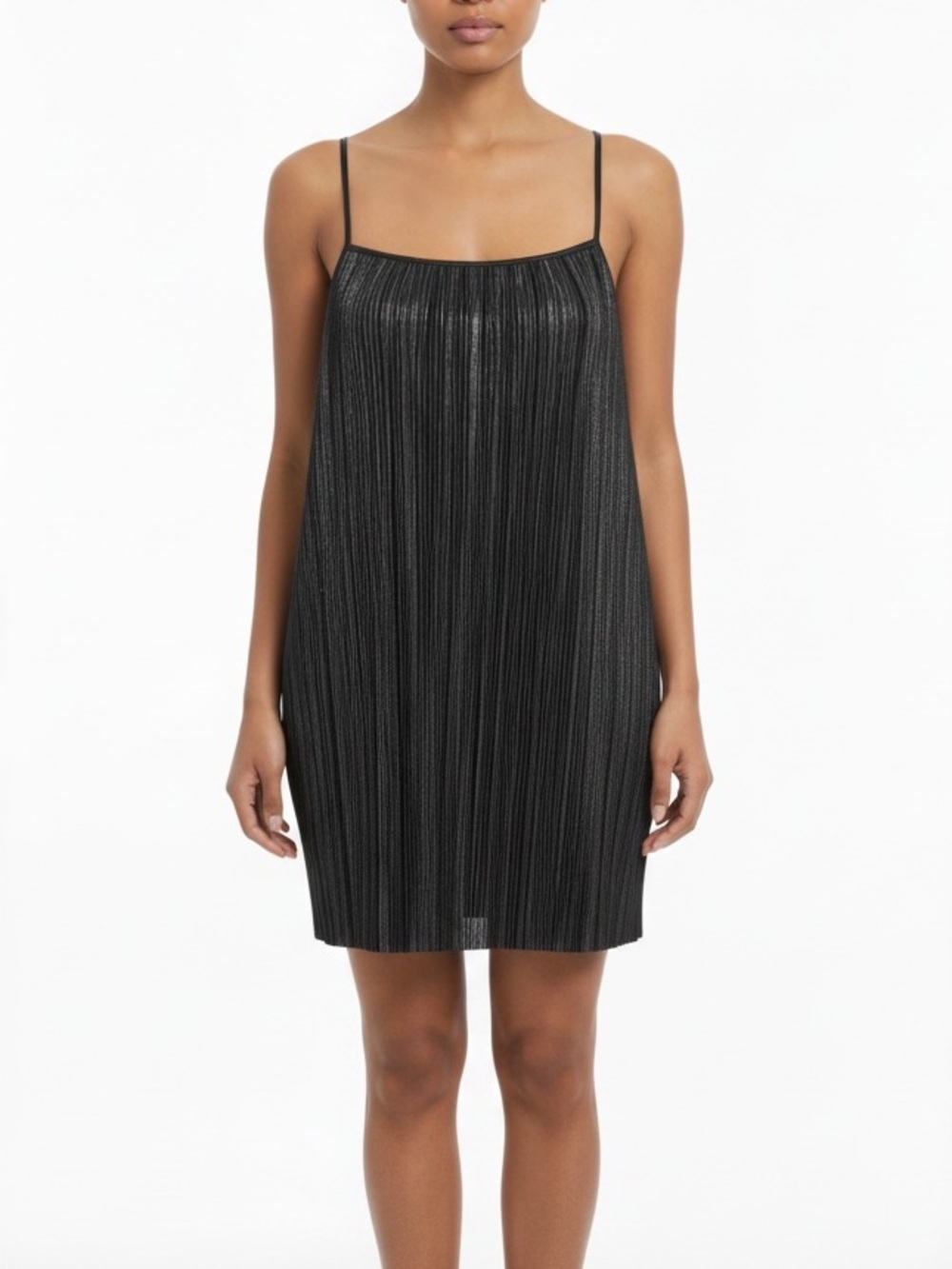 Oak + Fort Shimmer Slip Dress Black